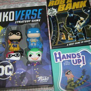 NWT Crime Game Trio: Hands Up, How to Rob a Bank & DC FunkoVerse